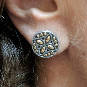 JOHN HARDY Signed 18K Gold & Silver Post Earnings